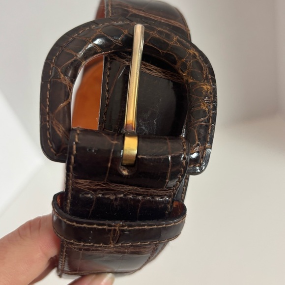 Vtg Ralph Lauren Collection genuine crocodile belt brown 28 main image 9